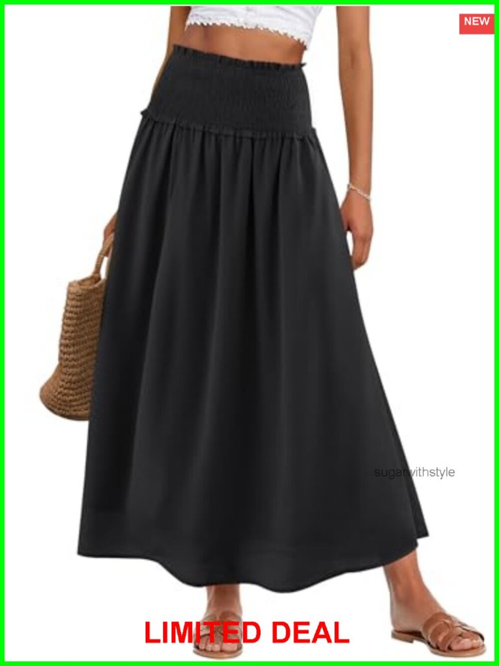 Floral High Waisted Elastic Flowy Maxi Skirt Women Boho Long Beach Cover Up